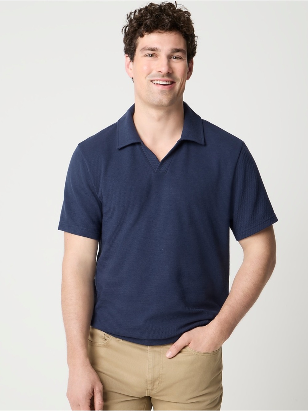 J.Crew Factory Men’s XL Navy Blue Johnny-Collar Short Sleeve Polo Shirt